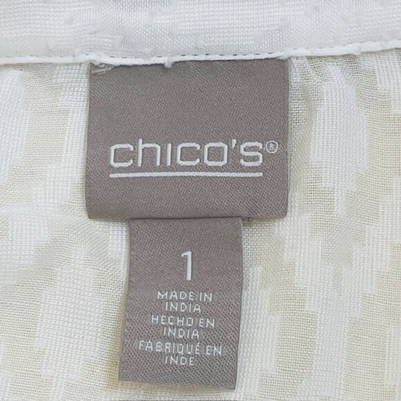 CHICO'S Textured Diamond Jacquard Button-Front Long Sleeve Blouse, Medium - NWT - Picture 5 of 10
